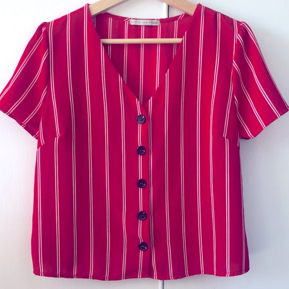 DONATED - Active USA striped button up top - Picture 3 of 7